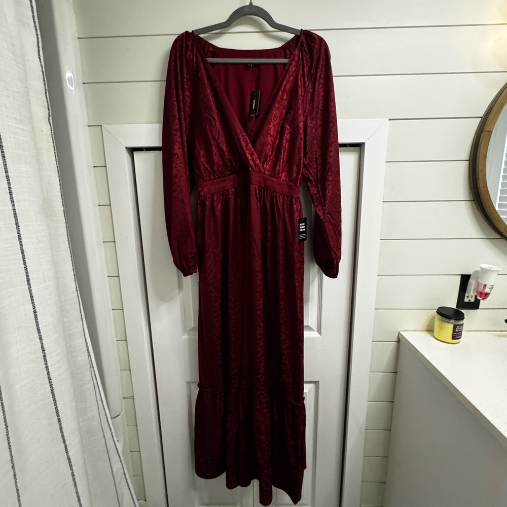 Express Deep Red Long Sleeve Dress